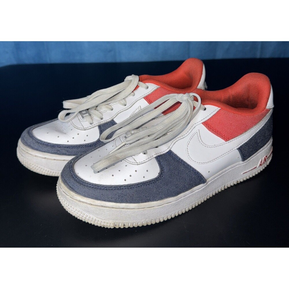 Nike Air Force 1 Denim White Blue Red USA Shoes DJ5180-100 Women’s SIZE 8 - 6.5Y